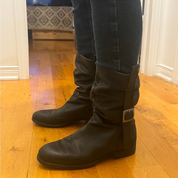 Neosens black leather high boots with buckles size 9us. - Picture 2 of 7